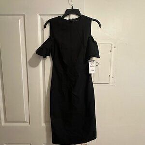 [NWT] Zara Black Dress - Cold Shoulder Sheath Midi